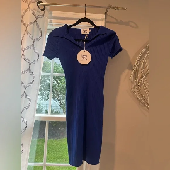 open lace back dress Rabatia Mini Dress Blue